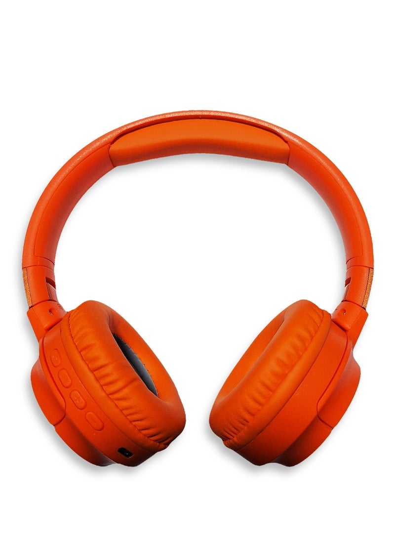 سماعة رأس بلوتوث، موديل- Tune 910، Pure Bass Stereo، سماعة رأس لاسلكية USB Type-C، صوت نقي، بطارية قابلة للشحن 60 مللي أمبير، نطاق عمل يصل إلى 10 أمتار في الهواء الطلق - RGB Led (برتقالي) - Image 2