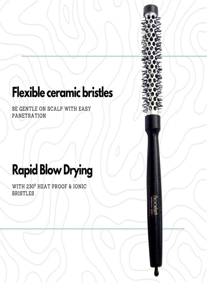 Scarlet Line Professional Extra Small Blow Dry Hot Curling Round Hair Styling Brush With Plastic Handle for Men and Women, Black and White, 20 mm - Image 2