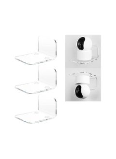 TRENDI LAND ZON Acrylic Floating Wall Shelves Set of 3 for Security Cameras Baby Monitors Speakers  Universal Small Strong Tapes No Drill Clear  - Image 1