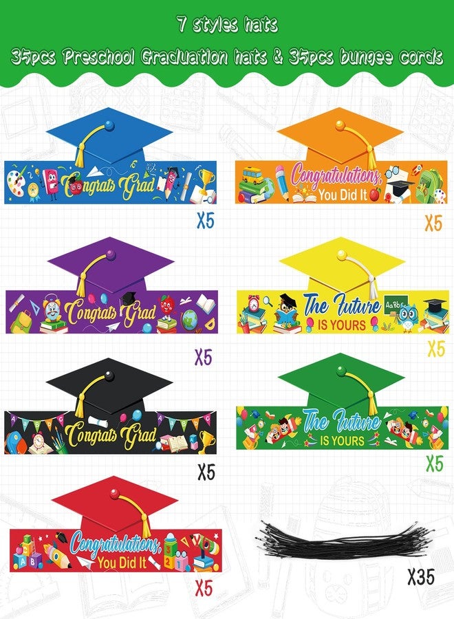 HOWAF Graduation Party Favors - 35 PCS Paper Crowns, Congrats Grad Caps in 7 Colors for Preschool/Kindergarten Parties & Photo Props - Image 3