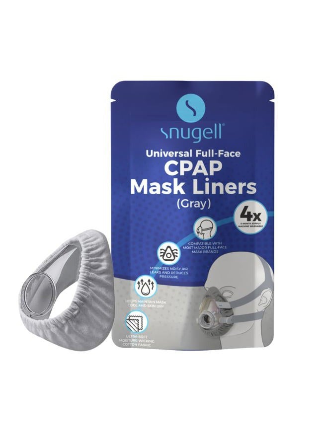 Snugell Full-Face CPAP Mask Liners Gray by | Pack of 4 | One Size Fits Most | Soft Cotton Fabric | Minimizes Noisy Air Leaks | Reduces Skin Irritation | Reusable & Washable | 6 Month Supply - Image 1