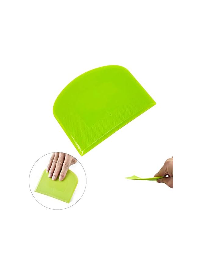 S-TOP 2 Pieces Dough Scraper Bowl Food-safe Plastic Dough Cutter Flexible Bench Multipurpose Food Scrappers for Bread Dough Cake Fondant Icing, White, Green - Image 2