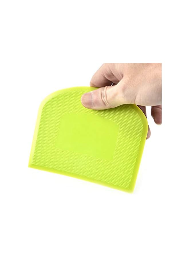 S-TOP 2 Pieces Dough Scraper Bowl Food-safe Plastic Dough Cutter Flexible Bench Multipurpose Food Scrappers for Bread Dough Cake Fondant Icing, White, Green - Image 3