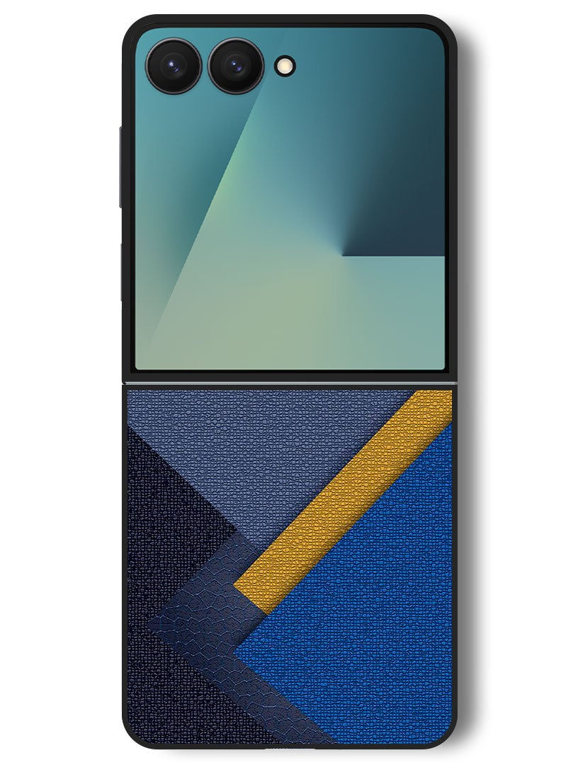 Theodor Case Compatible with Samsung Galaxy Z Flip 7 - 6.9 Inch Protection Shockproof Bumper Cover Triangles Leather Shades Pattern - Image 1