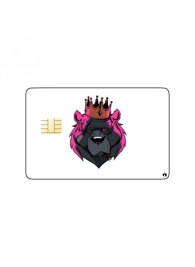 RKN PRINTED BANK CARD STICKER Aesthetic Black Bear Drawing With Crown - Image 2
