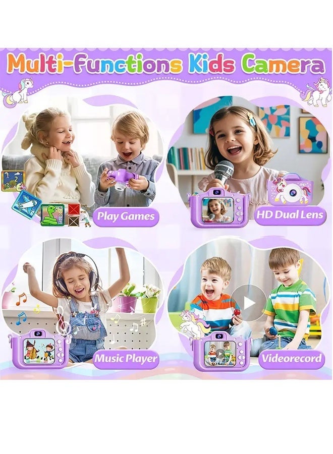 Beauenty Kids Camera Toys for 3-12 Years Old Boys Girls Children,Portable Child Digital Video Camera with Silicone Cover (Purple) - Image 4