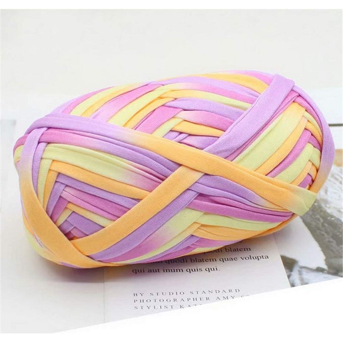 1 PCS COLORFUL TSHIRT YARN KNITTING YARN FABRIC CROCHET CLOTH FOR DIY KNITTED FABRIC ART 48 YELLOWPURPLE