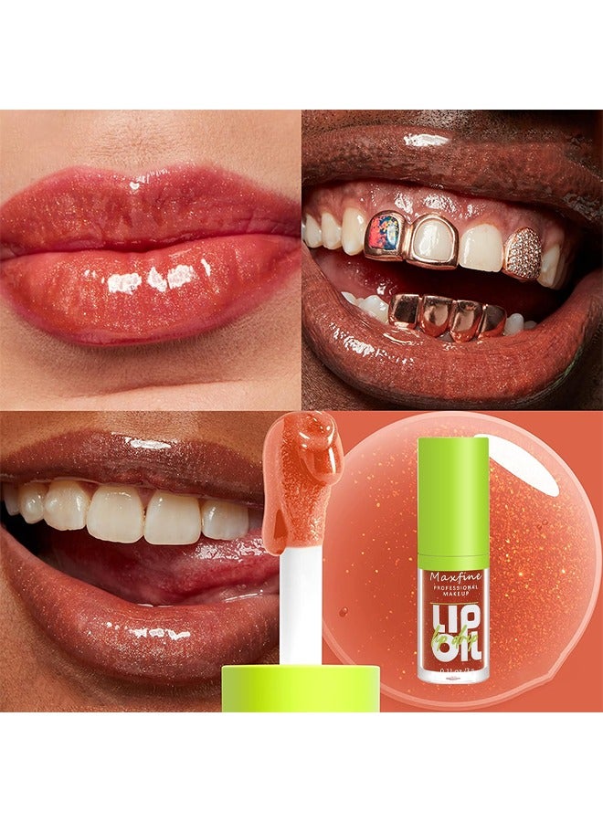 ماكس فاين زيت شفاه رأس فرشاة كبير ، فائق الترطيب والتغذية ، زيت توهج شفاه لامع ناعم ولامع ، ملمع شفاه ملون لامع ونباتي ، تركيبة غير لزجة - Image 5