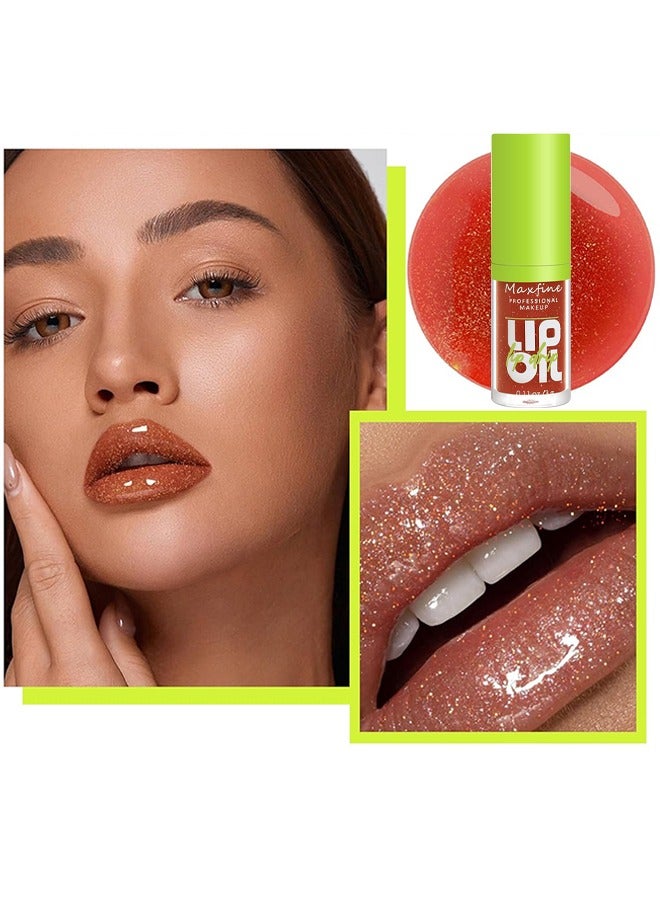 ماكس فاين زيت شفاه رأس فرشاة كبير ، فائق الترطيب والتغذية ، زيت توهج شفاه لامع ناعم ولامع ، ملمع شفاه ملون لامع ونباتي ، تركيبة غير لزجة - Image 4