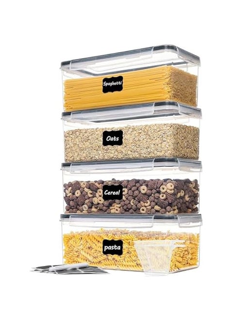 Airtight Food Storage Containers with Lids 4PCS Set 3.2L, Plastic Spaghetti Container for Pasta organizer, BPA Free Air Tight House Kitchen Pantry Organization and Storage