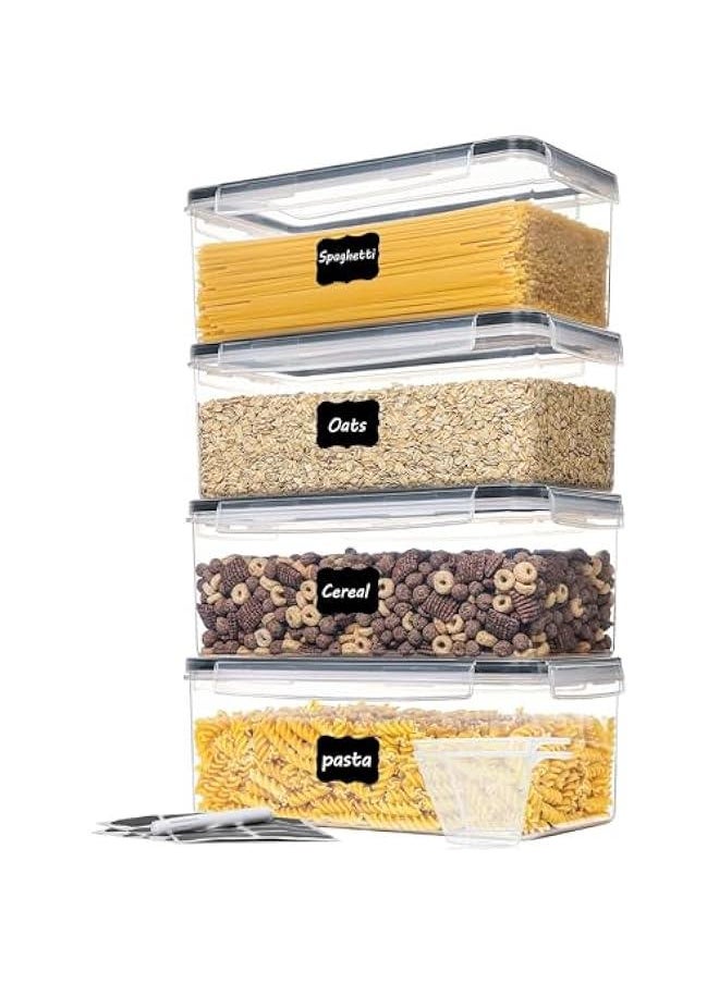 HOOKOR - Airtight Food Storage Containers with Lids 4PCS Set 3.2L, Plastic Spaghetti Container for Pasta organizer, BPA Free Air Tight House Kitchen Pantry Organization and Storage - Image 1