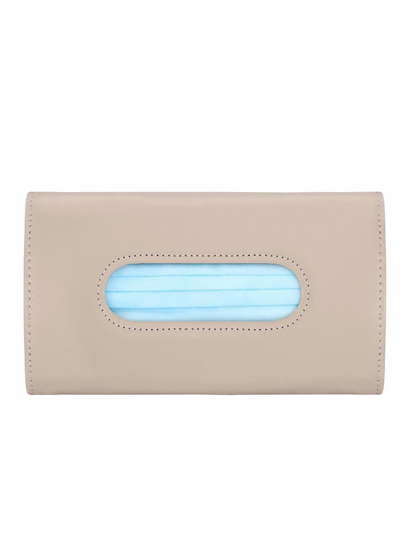 Leather Car Visor Mask and Tissue Holder Versatile Organizer for Wipes and Masks Universal Fit for All Cars Beige - Image 1