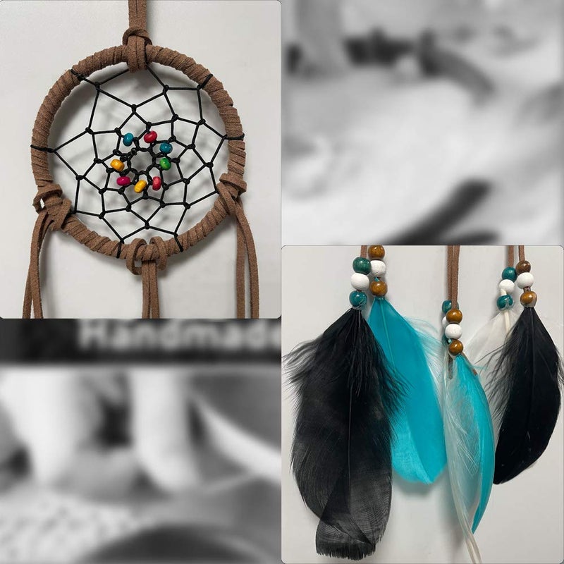 Awlee Dream Catcher for car Rearview Mirror Hanging Decor Handmade Indian Wooden Beads Nature Feather Small Car Charms Pendant Accessories - Image 4