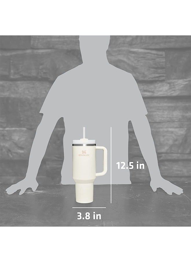 Stanley - Stanley Quencher H2.0 FlowState Stainless Steel Vacuum Insulated Tumbler with Lid and Straw for Water, Iced Tea or Coffee Smoothie & More - Cream, 40 oz Water Bottle - Image 1