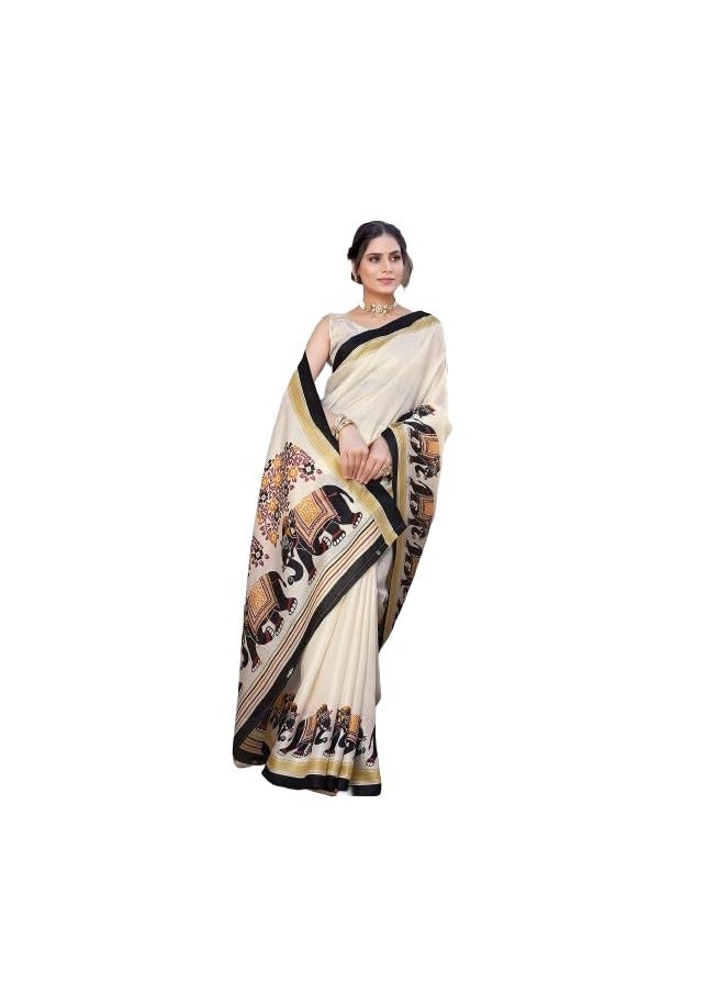 Accessorize Kingdom Women's Art Silk Saree Printed Saree With Unstitched Blouse Material - Image 1