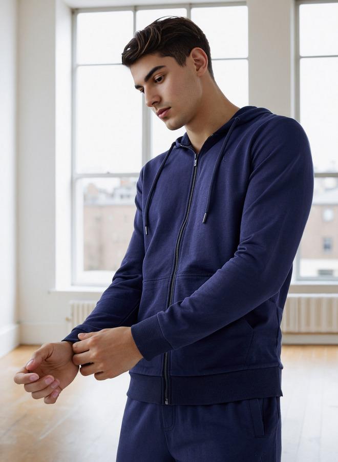 Active Zip Through Hoodie with Kangaroo Pockets - Image 1