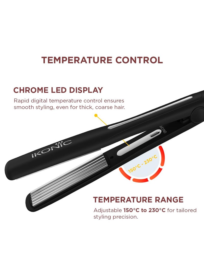 IKONIC IKONIC PROFESSIONAL SLIM TITANIUM HAIR CRIMPER 20 with LED Chrome Digital Display and 1 Inch Floating Titanium Micro Crimp Plates 360 Swivel Cord Universal Voltage  - Image 3