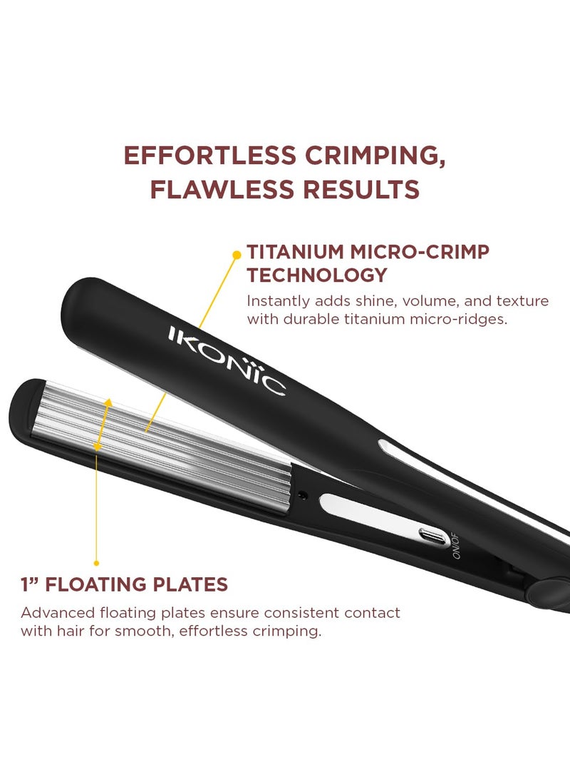 IKONIC IKONIC PROFESSIONAL SLIM TITANIUM HAIR CRIMPER 20 with LED Chrome Digital Display and 1 Inch Floating Titanium Micro Crimp Plates 360 Swivel Cord Universal Voltage  - Image 4