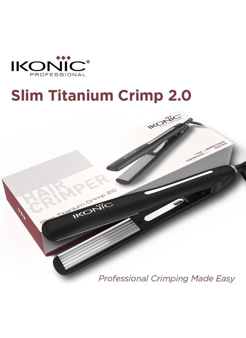 IKONIC IKONIC PROFESSIONAL SLIM TITANIUM HAIR CRIMPER 20 with LED Chrome Digital Display and 1 Inch Floating Titanium Micro Crimp Plates 360 Swivel Cord Universal Voltage  - Image 2