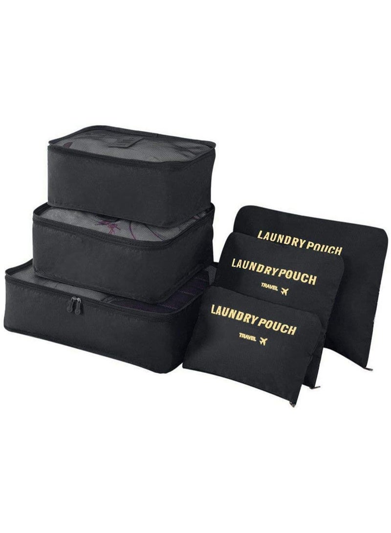 OHAHO 6 Set Packing Cubes Luggage Packing Organizers Suitcase Organizer Bags Set for Luggage for Travel Accessories (Black) - Image 1