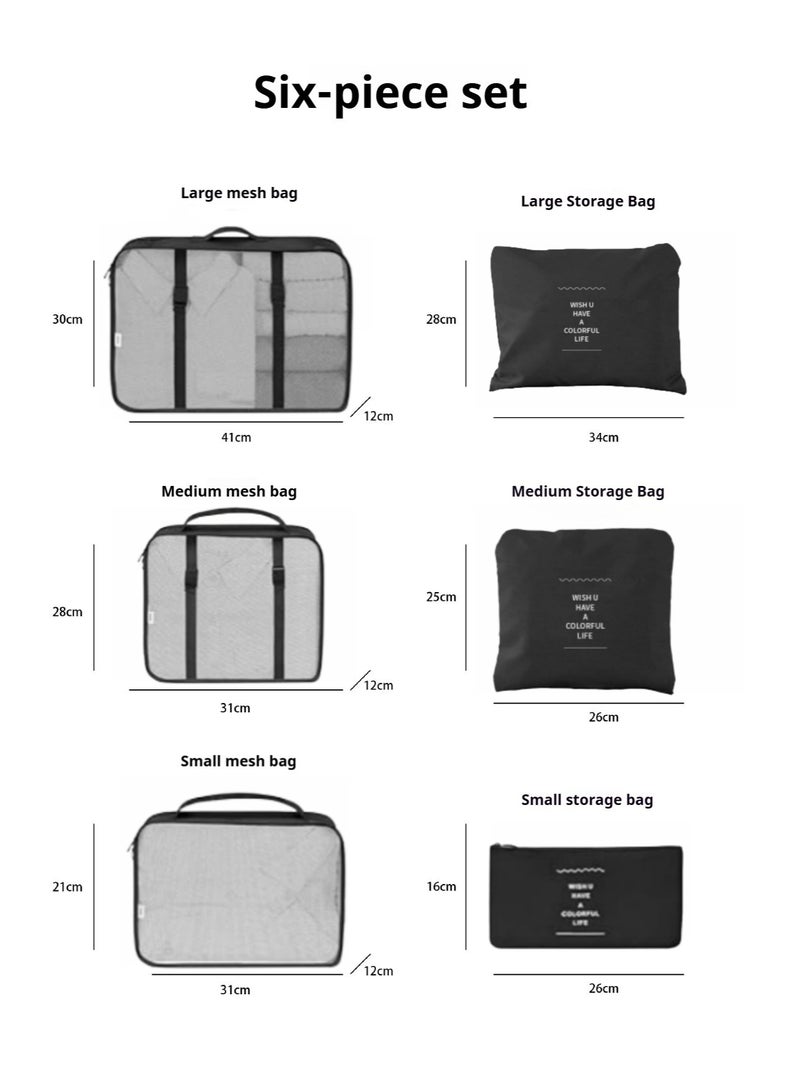 OHAHO 6 Set Packing Cubes Luggage Packing Organizers Suitcase Organizer Bags Set for Luggage for Travel Accessories (Black) - Image 2