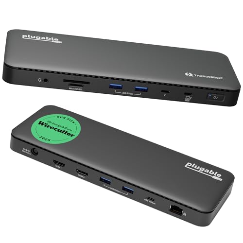 Plugable Thunderbolt 4 Dock with 100W Charging, Thunderbolt Certified, Laptop Docking Station Dual Monitor Single 8K or Dual 4K HDMI for Windows and Mac, 4X USB, Gigabit Ethernet (TBT4-UD5) - Image 1