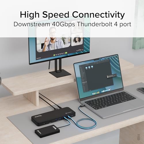 Plugable Thunderbolt 4 Dock with 100W Charging, Thunderbolt Certified, Laptop Docking Station Dual Monitor Single 8K or Dual 4K HDMI for Windows and Mac, 4X USB, Gigabit Ethernet (TBT4-UD5) - Image 4