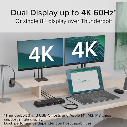 Plugable Thunderbolt 4 Dock with 100W Charging, Thunderbolt Certified, Laptop Docking Station Dual Monitor Single 8K or Dual 4K HDMI for Windows and Mac, 4X USB, Gigabit Ethernet (TBT4-UD5) - Image 3