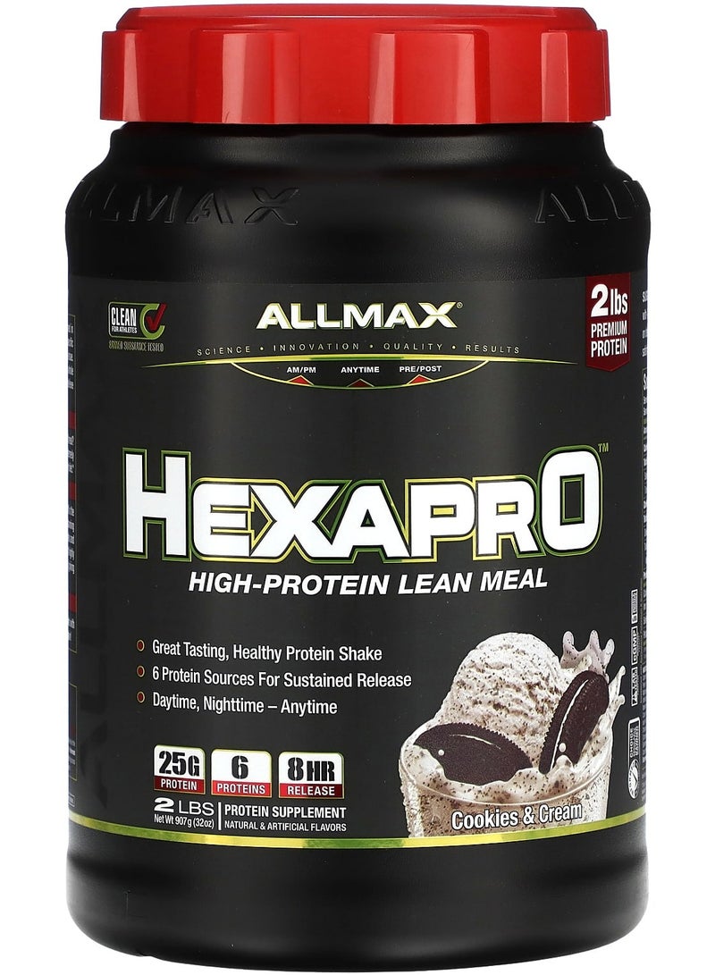 Allmax Hexapro, High-Protein Lean Meal, Cookies & Cream, 2 lbs (907 g)