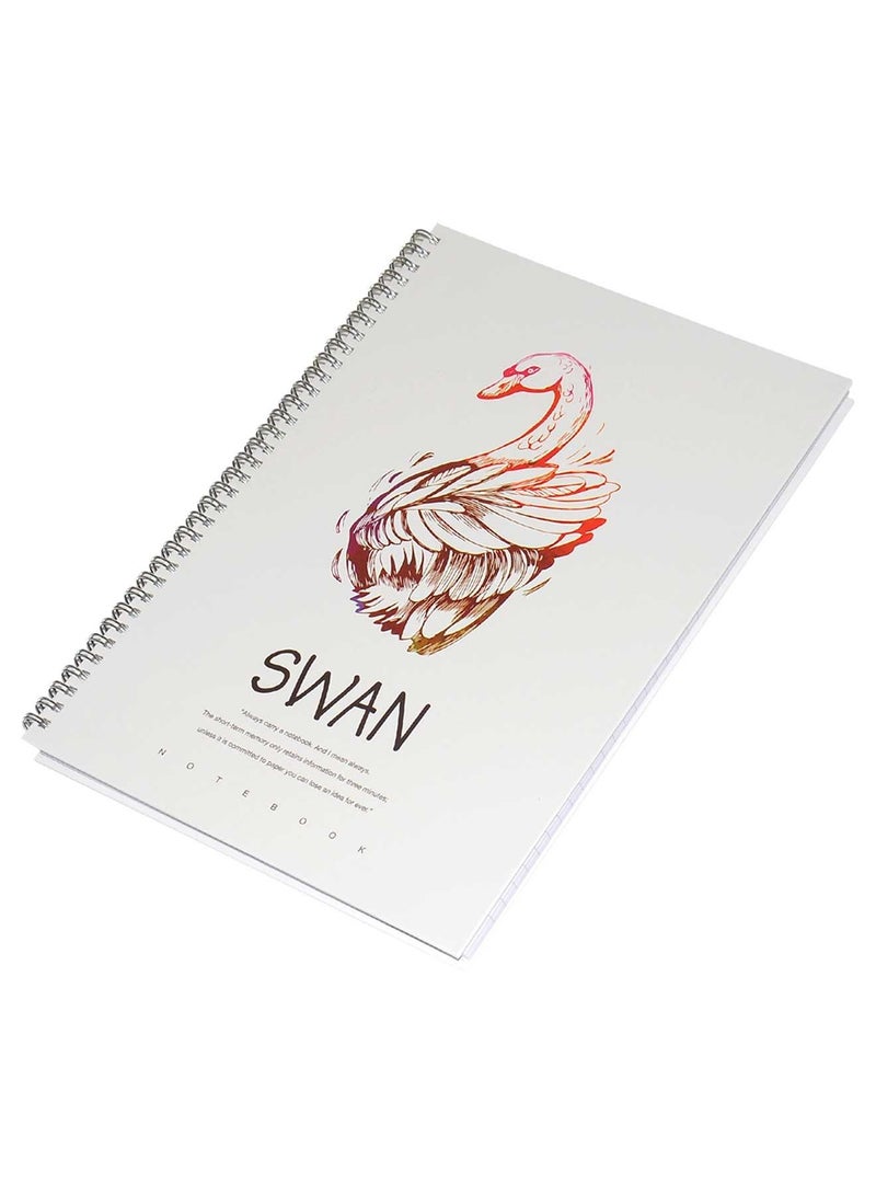 FIS 5 Pieces Spiral Hard Cover Notebook 96 Sheets A4 Swan Design - Image 3