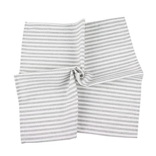 INFEI Plain Striped Cotton Linen Blended Dinner Cloth Napkins - Set of 12 (17 x 17 inches) - for Events & Home Use (Grey) - Image 5