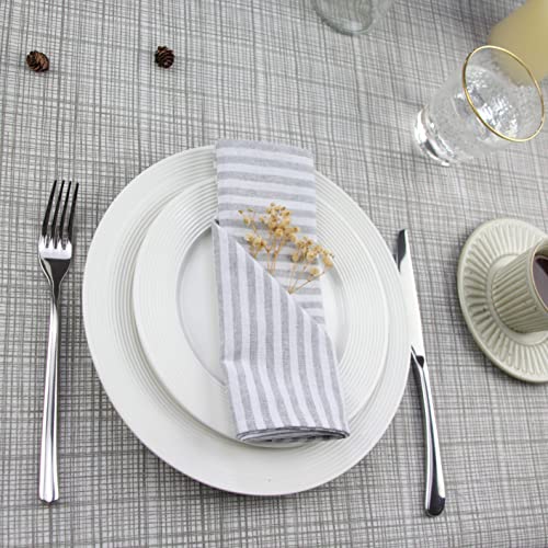 INFEI Plain Striped Cotton Linen Blended Dinner Cloth Napkins - Set of 12 (17 x 17 inches) - for Events & Home Use (Grey) - Image 4