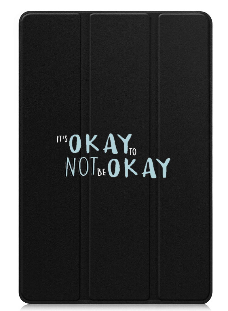 Theodor Protective Flip Case For Apple iPad Pro 11 (2024) With Trifold Stand Auto Wake Sleep Shockproof Cover Its okay to be not okay - White - Image 1
