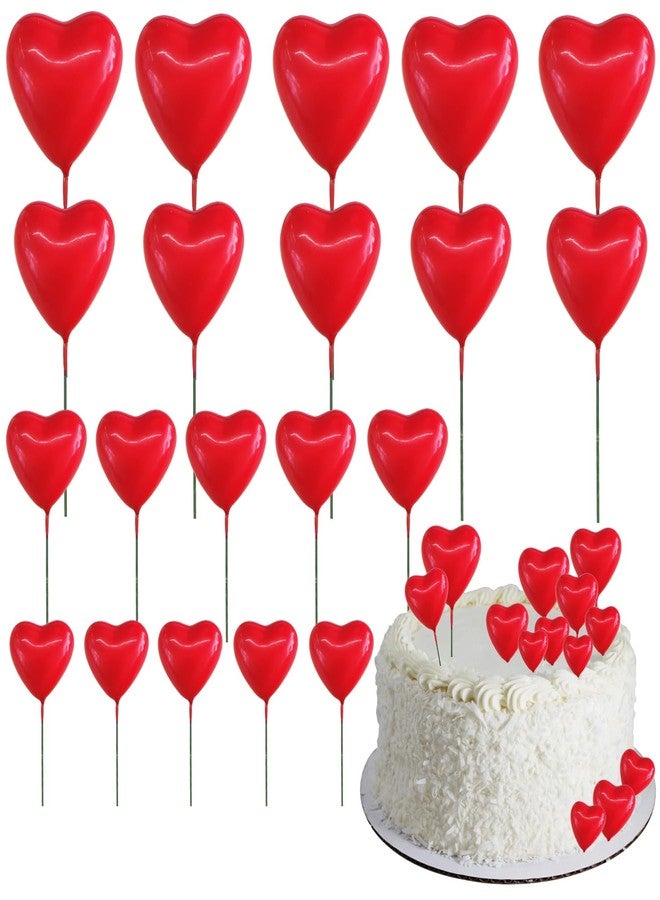 BEISHIDA 20 PCS Red Heart Cake Toppers 3D Heart Cake Toppers Foam Toppers Cake Decoration Happy Birthday Cake DIY Cake Insert for Baking Birthday Anniversary Wedding Baby Shower Valentine's Day - Image 1
