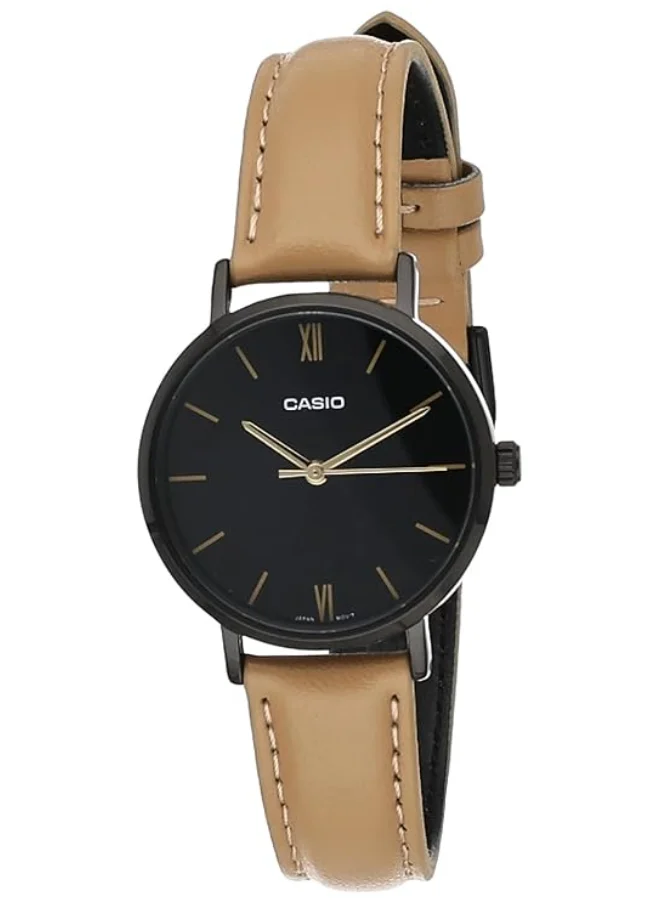 كاسيو Women's Analog Display Watch With Beige Leather Strap - LTP-VT02BL-1AUDF