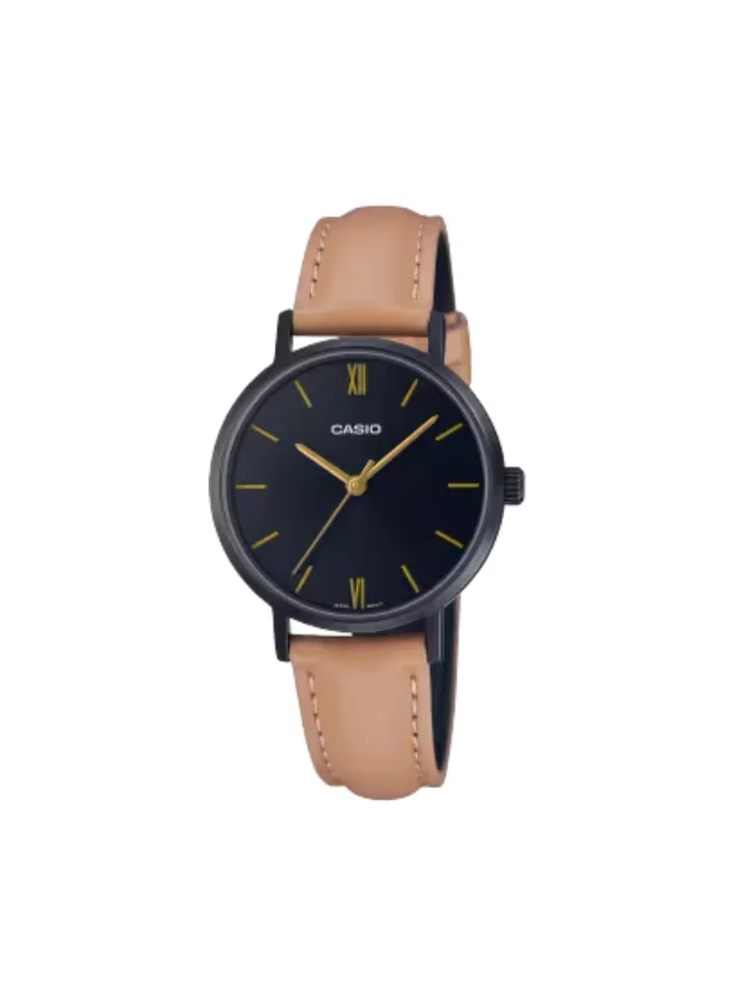 كاسيو Women's Analog Display Watch With Beige Leather Strap - LTP-VT02BL-1AUDF