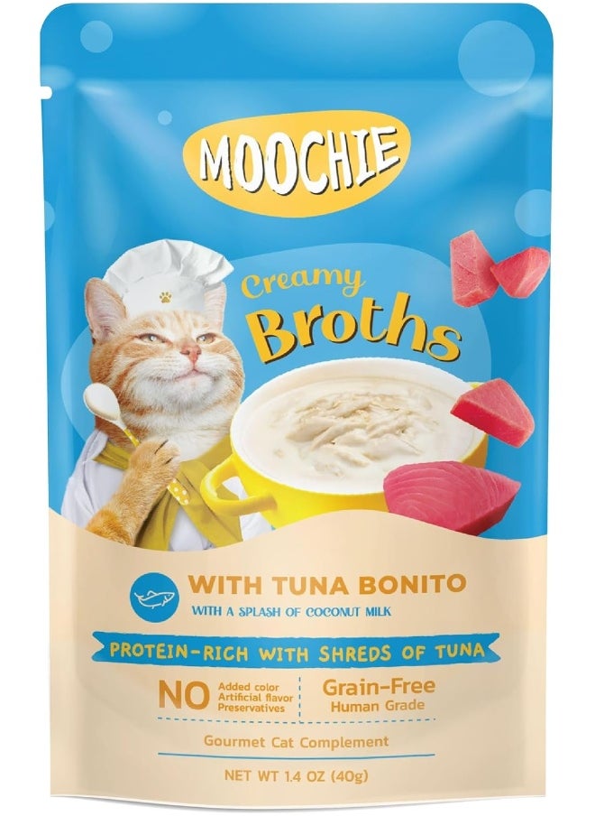 MOOCHIE Kitten Creamy Broth With Tuna Bonito 40G Pouch X 12  - Image 1