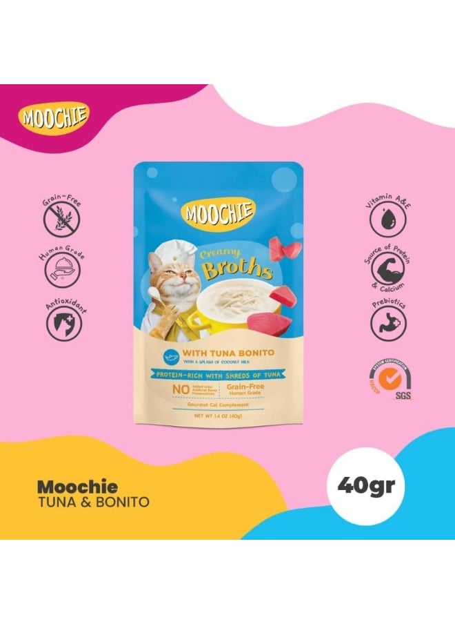 MOOCHIE Kitten Creamy Broth With Tuna Bonito 40G Pouch X 12  - Image 2