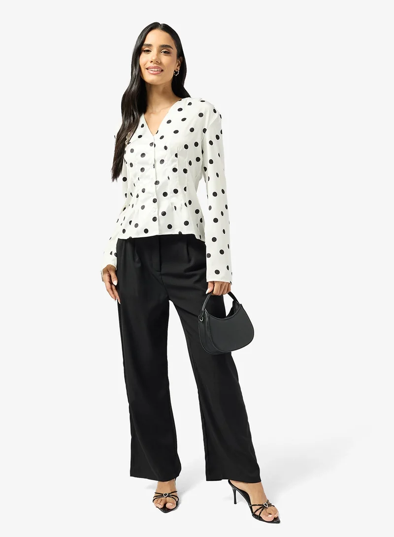 Ginger  Polka Dot Button Down Structured Shirt for Women | Best Price UAE
