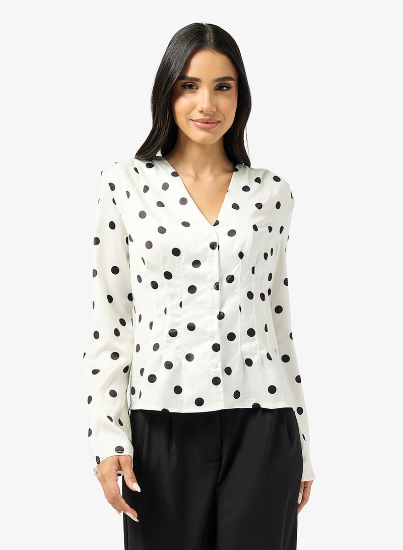 جينجر قميص بأزرار بنقاط بولكا - Image 3