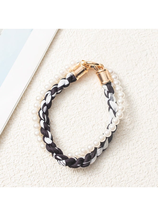 NIBEMINENT Beaded Phone Lanyard, Anti Lost Removable Wrist Strap, Woven Short Sleeve Bracelet Pendant, Phone Keychain Lanyard,14/Black