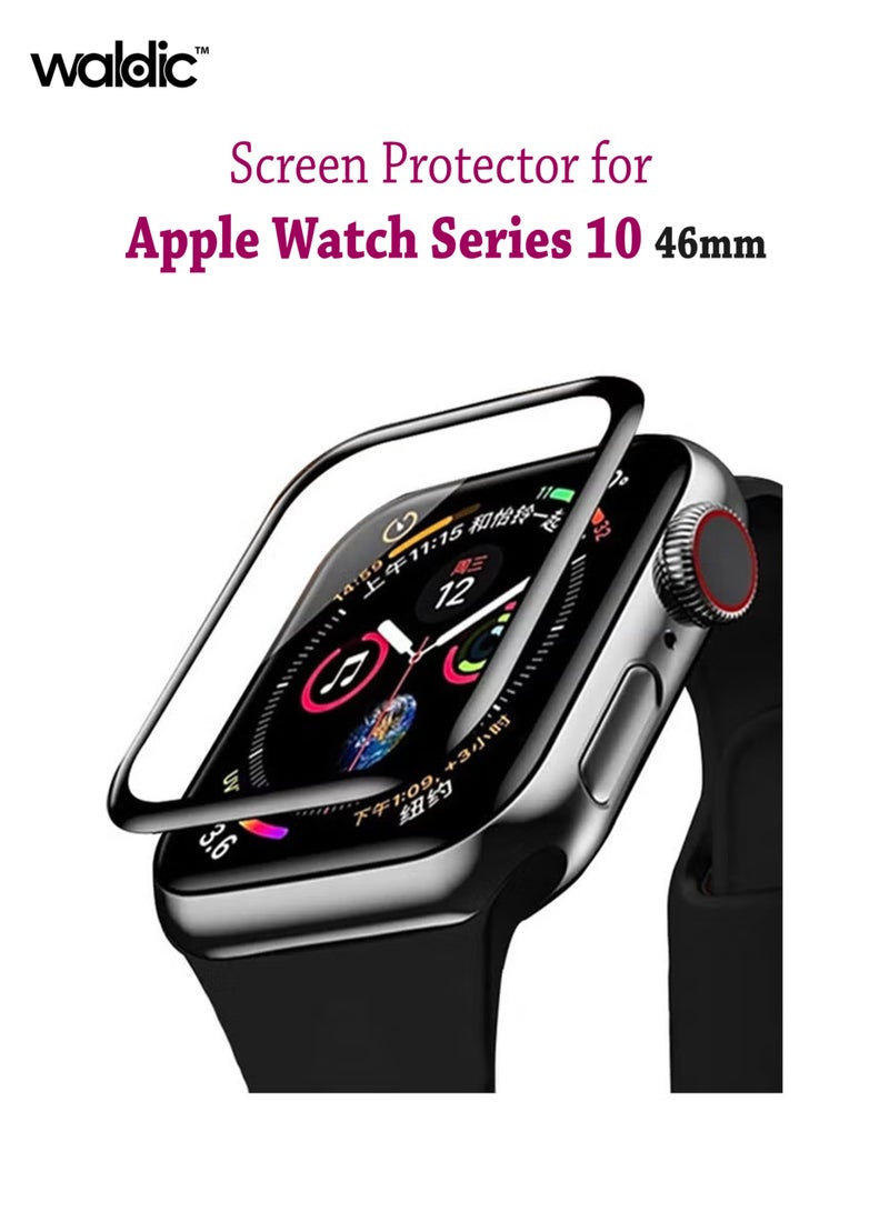 Waldic Apple Watch Series 10 46mm Premium Screen Protector- Crisp Clarity, Ultimate Safety, Shield Against Smudges, Reliable Quality, Easy Installation & Removal - Black  - Image 1