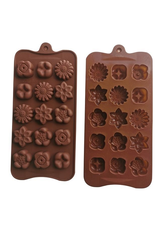 Silicone Candy Cake Molds 15 Lattices DIY Chocolate Silicone Chocolate Mould Brown Flowers Cookie Moulds Fondant Pastry Wedding Cake Decorating Tools 