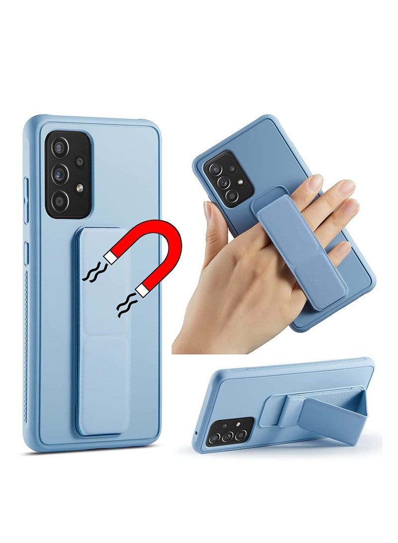 3-In-1 Magnetic Hand Grip Holder Case For Samsung Galaxy A52 Cover Car Mount Kickstand Case Finger Strap Cover for Samsung Galaxy A52 Blue - Image 1