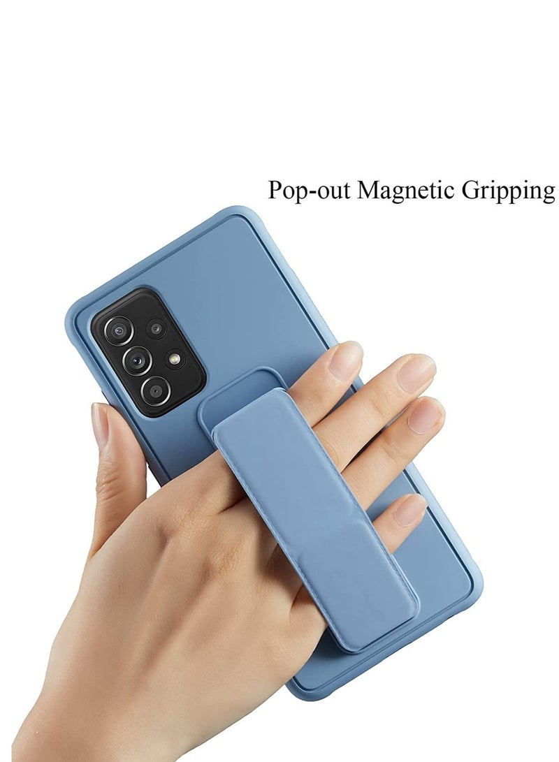 3-In-1 Magnetic Hand Grip Holder Case For Samsung Galaxy A52 Cover Car Mount Kickstand Case Finger Strap Cover for Samsung Galaxy A52 Blue - Image 2