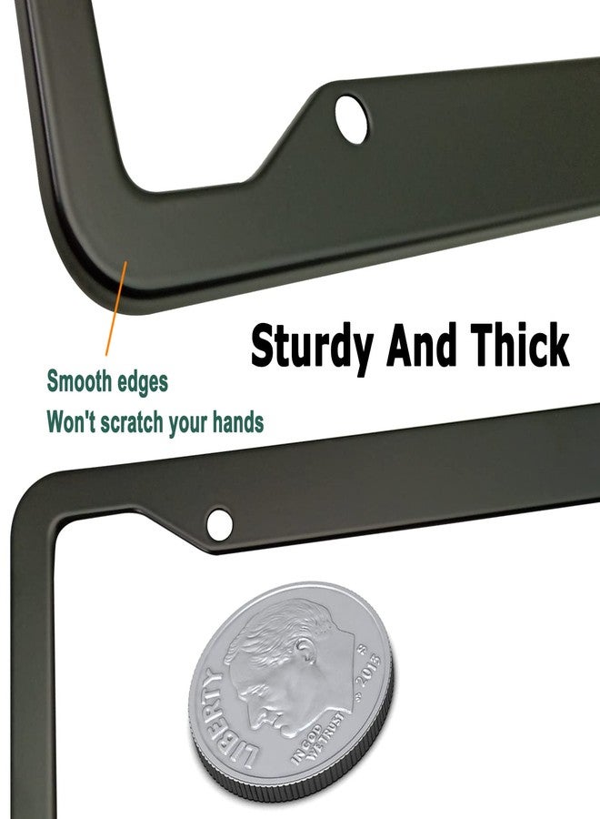 YoUoY Matte Black License Plate Frames- Rustproof Aluminum Metal Car Tag Cover, 2 Pack Front Rear Slim Holder with Mounting Hardware- Stainless Steel Screws, Caps - Image 3