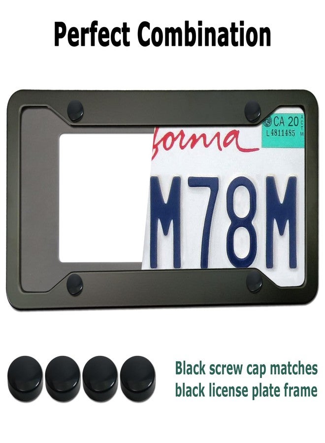 YoUoY Matte Black License Plate Frames- Rustproof Aluminum Metal Car Tag Cover, 2 Pack Front Rear Slim Holder with Mounting Hardware- Stainless Steel Screws, Caps - Image 4
