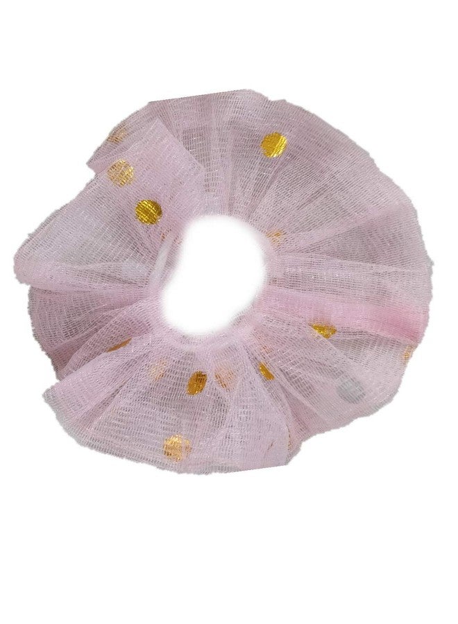 IBDA Floral Tulle/Power Mesh (Pack of 02) Pink Hair Transparent Scrunchies, Ponytail Holder, Handmade with Bobble Hair Tie, Head Band Accessories (Adjustable Size). - Image 3