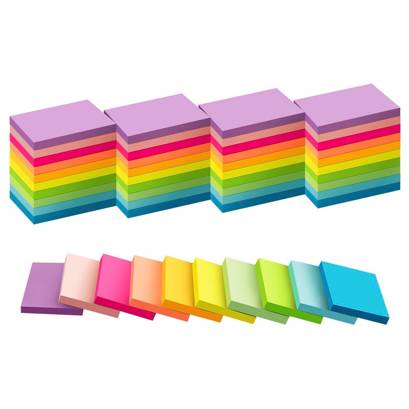 Kozerite (50 Pads) Sticky Notes 1.5x2, 10 Colors Self Sticky Notes, Sticky Pads, Recyclable, Self-Stick Pads, Easy to Post for Home, Office, Notebook - Image 1
