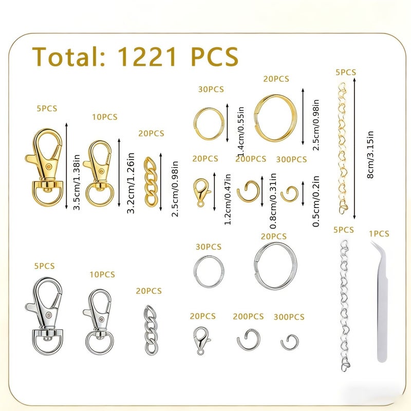 1221 قطعة كيت مشبك لوبستر دوار ملون وإبداعي مع حلقات وسلاسل وصندوق تخزين - Image 4